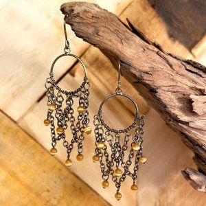 Beaded Chain Woven Dangling Earrings